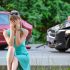 woman in a car accident